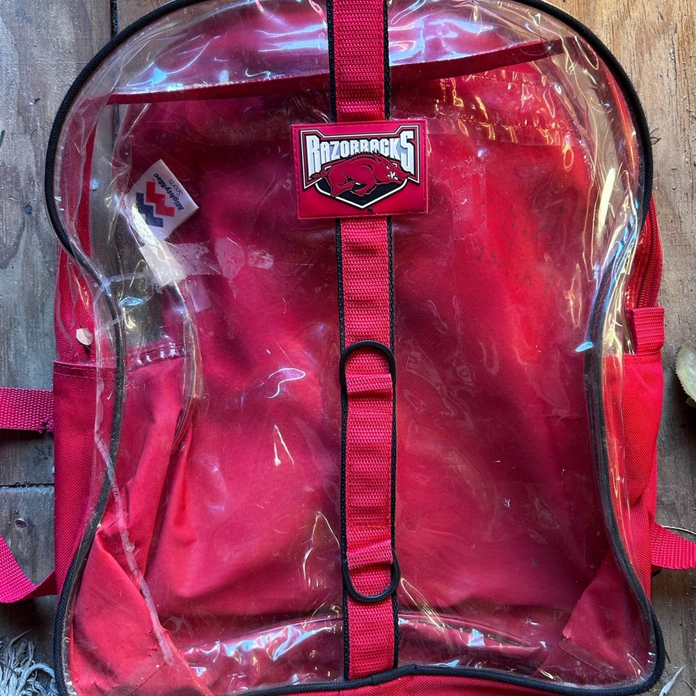 Red Arkansas Razorbacks Clear Backpack
